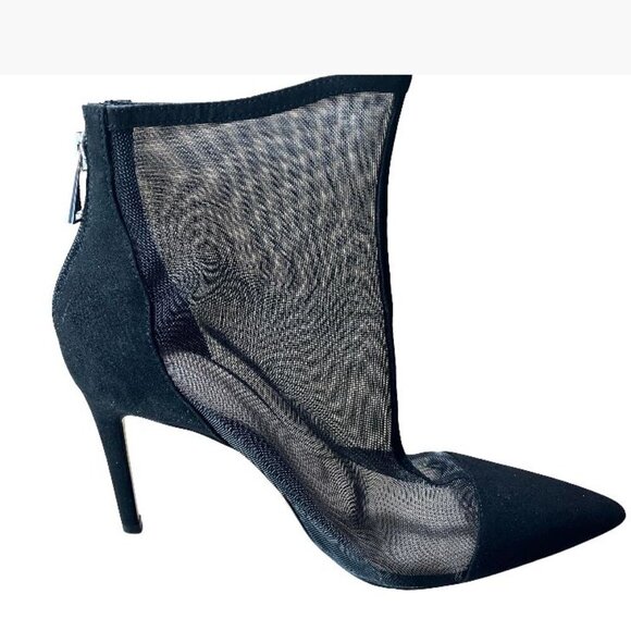Zara Black Mesh Stiletto Heel Pointed Toe Ankle Boots Size 40 Euro/9.5 US EUC - Picture 7 of 14